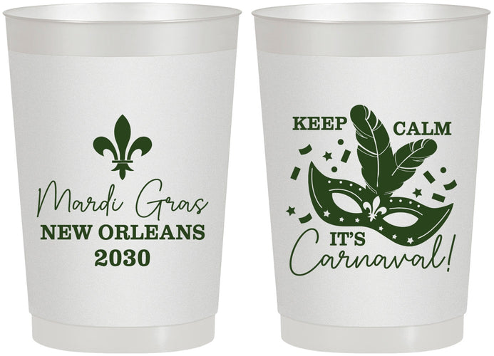 Personalized Mardi Gras 22 oz Frosted Cups - Fleur De Lis Carnaval | 190011