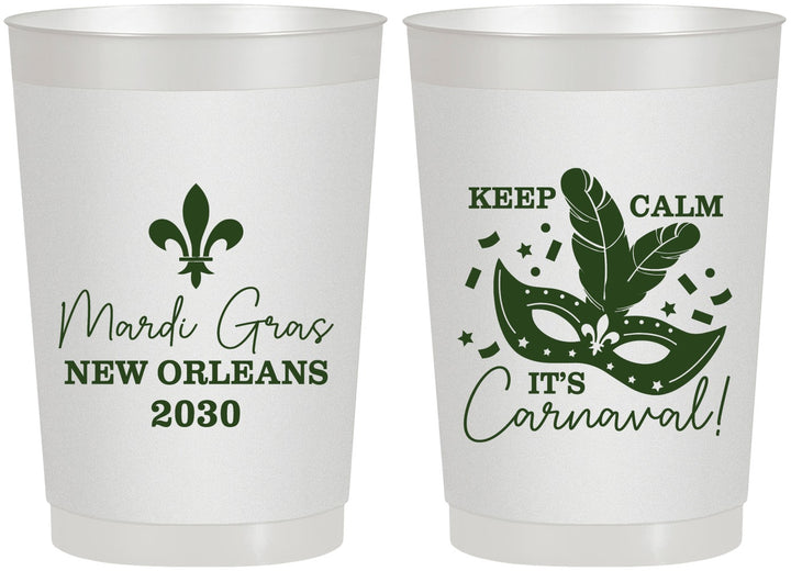 Personalized Mardi Gras 22 oz Frosted Cups - Fleur De Lis Carnaval | 190011