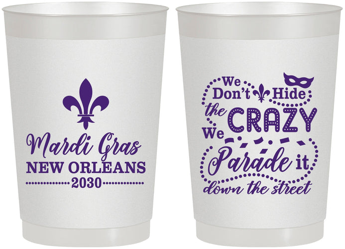 Personalized Mardi Gras 22 oz Frosted Cups - Fleur De Lis | 190013