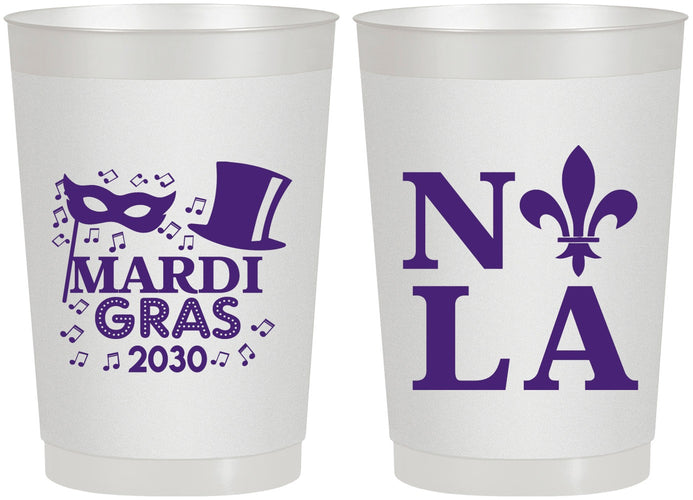 Personalized Mardi Gras 22 oz Frosted Cups - Nola Fleur De Lis | 190014