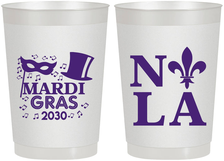 Personalized Mardi Gras 22 oz Frosted Cups - Nola Fleur De Lis | 190014