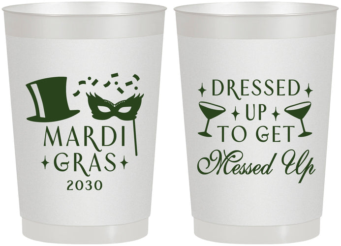 Personalized Mardi Gras 22 oz Frosted Cups - Fleur De Lis | 190015