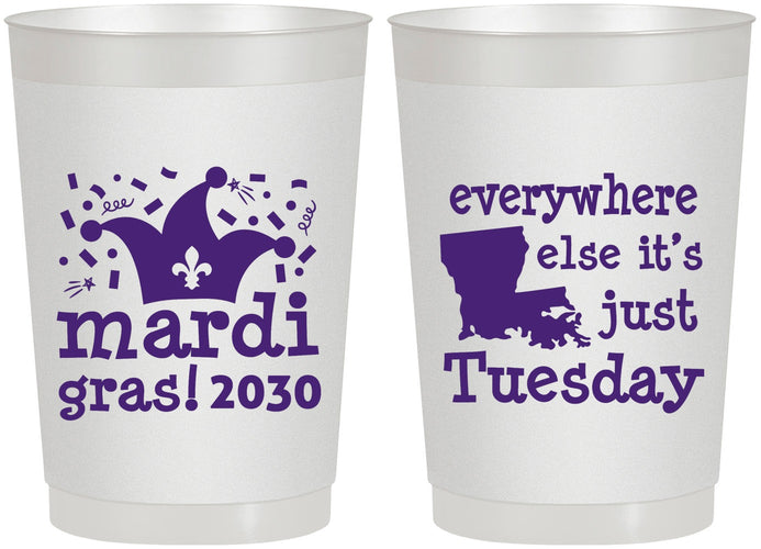 Personalized Mardi Gras 22 oz Frosted Cups - Nola New Orleans | 190016