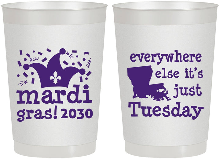 Personalized Mardi Gras 22 oz Frosted Cups - Nola New Orleans | 190016
