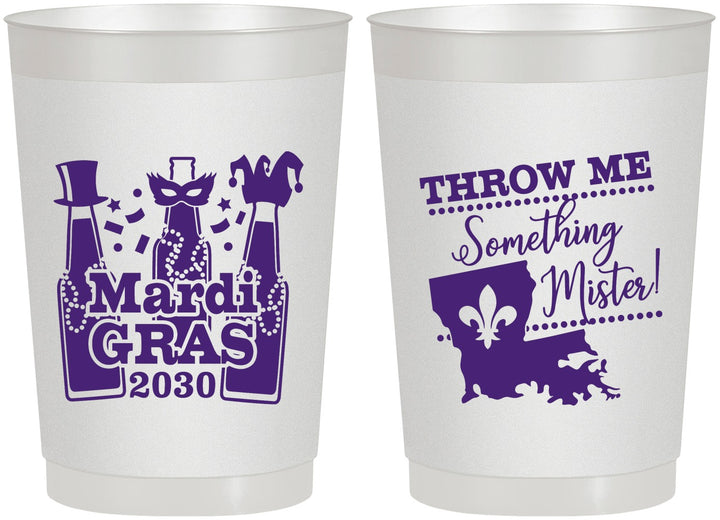 Personalized Mardi Gras 22 oz Frosted Cups - Beads Nola | 190017