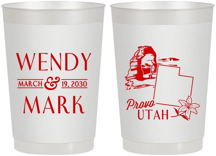 Personalized Wedding 22 oz Frosted Cups - Utah | 193