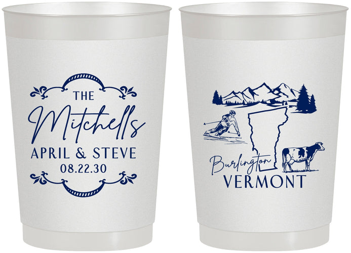 Personalized Wedding 22 oz Frosted Cups - Vermont | 194