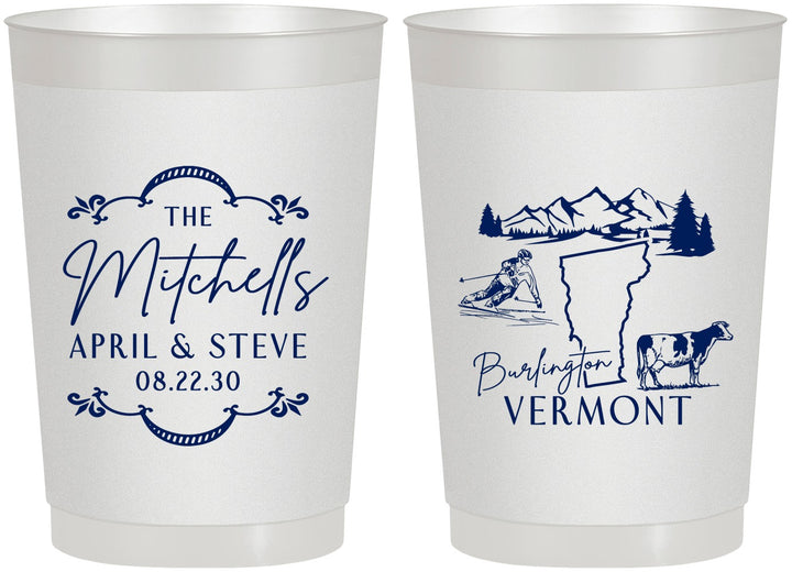 Personalized Wedding 22 oz Frosted Cups - Vermont | 194