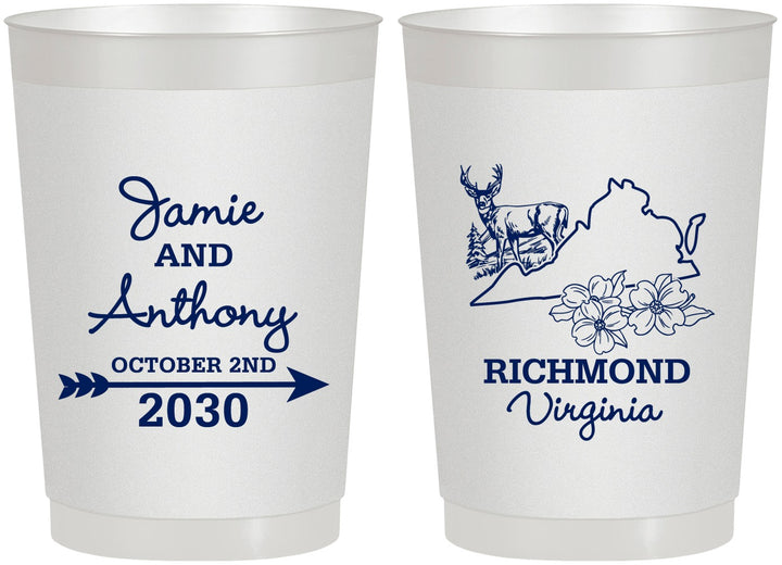 Personalized Wedding 22 oz Frosted Cups - Virginia | 195