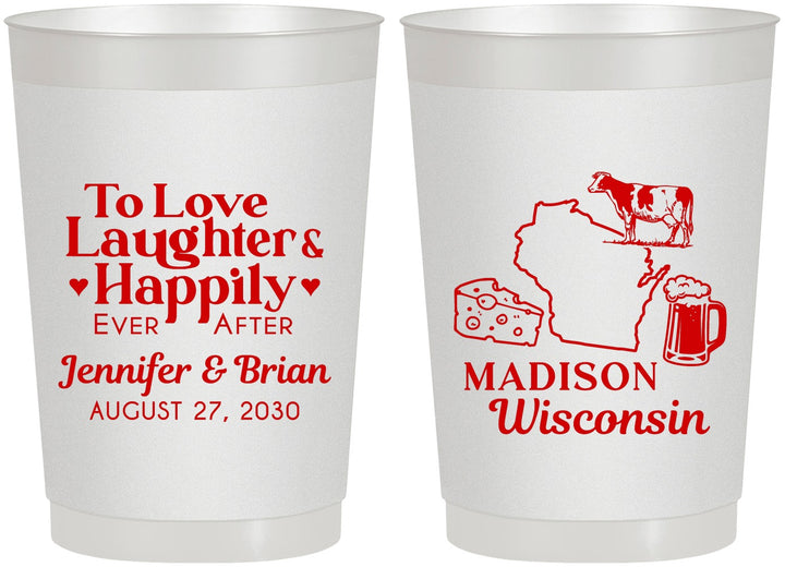 Personalized Wedding 22 oz Frosted Cups - Wisconsin | 198