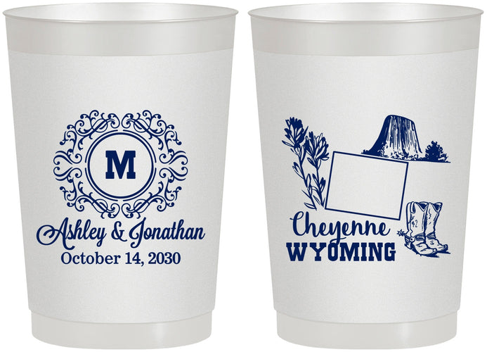 Personalized Wedding 22 oz Frosted Cups - Wyoming | 199