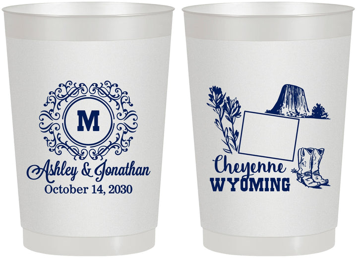 Personalized Wedding 22 oz Frosted Cups - Wyoming | 199