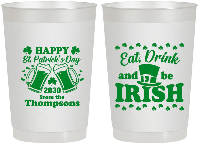 Personalized St Patricks Day 22 oz Frosted Cups - Eat Drink Be Irish | 200002