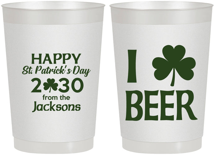 Personalized St Patricks Day 22 oz Frosted Cups - Clover Irish | 200003