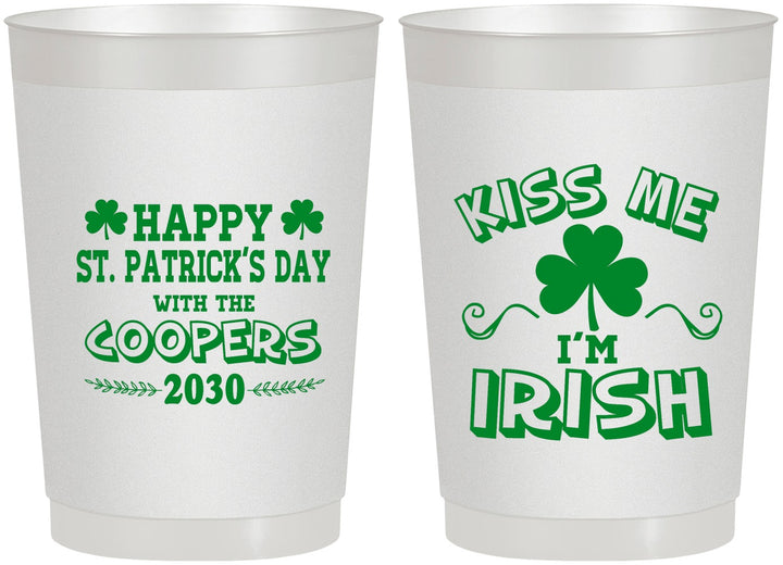 Personalized St Patricks Day 22 oz Frosted Cups - Kiss Me I Am Irish | 200004