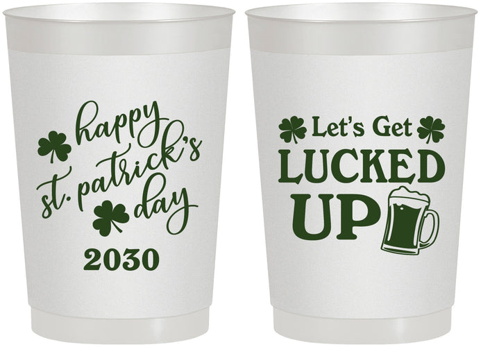 Personalized St Patricks Day 22 oz Frosted Cups - Lucked Up | 200007