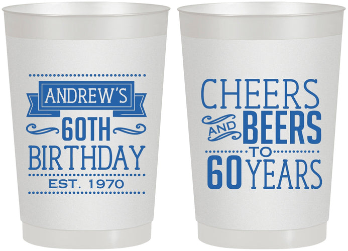 Personalized Birthday 22 oz Frosted Cups - Cheers Beers To 60 Years | 20001
