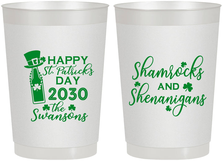 Personalized St Patricks Day 22 oz Frosted Cups - Shamrocks Shenanigans | 200010