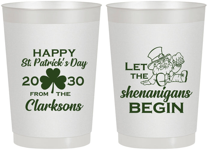 Personalized St Patricks Day 22 oz Frosted Cups - Shenanigans Leprechaun | 200011