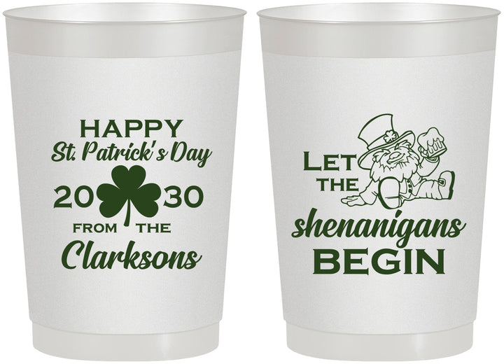 Personalized St Patricks Day 22 oz Frosted Cups - Shenanigans Leprechaun | 200011