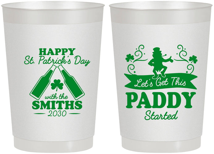 Personalized St Patricks Day 22 oz Frosted Cups - Lets Get The Paddy Started | 200014