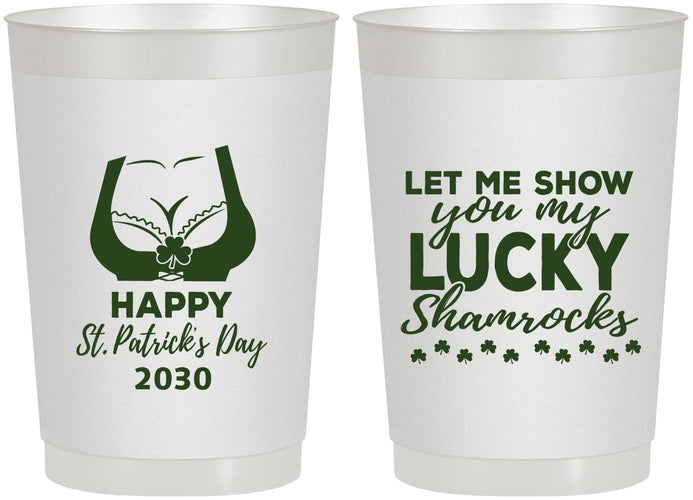Personalized St Patricks Day 22 oz Frosted Cups - Shamrocks | 200015