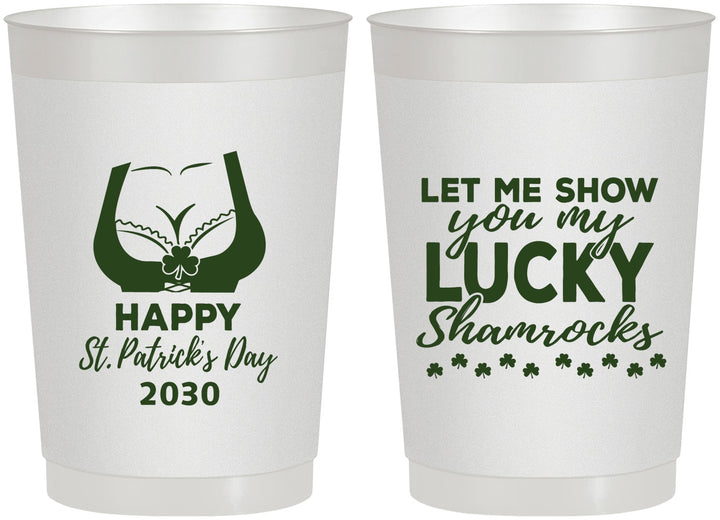 Personalized St Patricks Day 22 oz Frosted Cups - Shamrocks | 200015