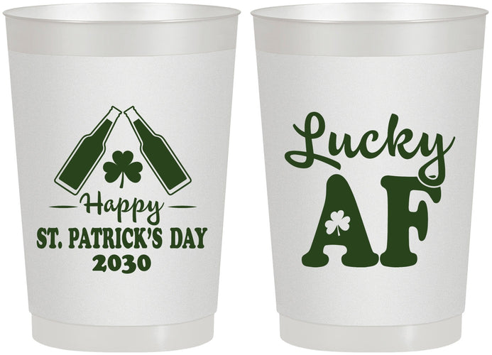 Personalized St Patricks Day 22 oz Frosted Cups - Lucky Af | 200017