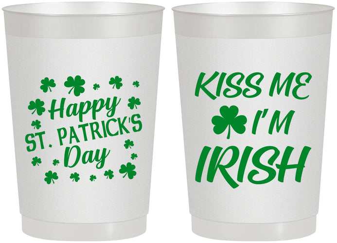 Personalized St Patricks Day 22 oz Frosted Cups - Kiss Me I Am Irish | 200018