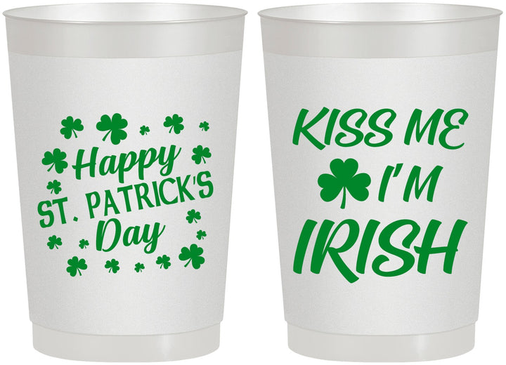Personalized St Patricks Day 22 oz Frosted Cups - Kiss Me I Am Irish | 200018