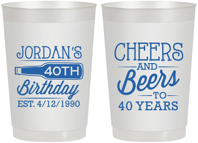 Personalized Birthday 22 oz Frosted Cups - Cheers Beers To 40 Years | 20002