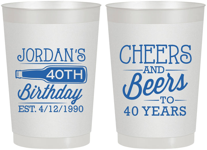 Personalized Birthday 22 oz Frosted Cups - Cheers Beers To 40 Years | 20002