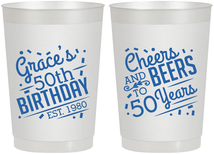 Personalized Birthday 22 oz Frosted Cups - Cheers Beers To 50 Years | 20003