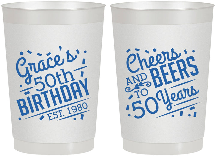 Personalized Birthday 22 oz Frosted Cups - Cheers Beers To 50 Years | 20003