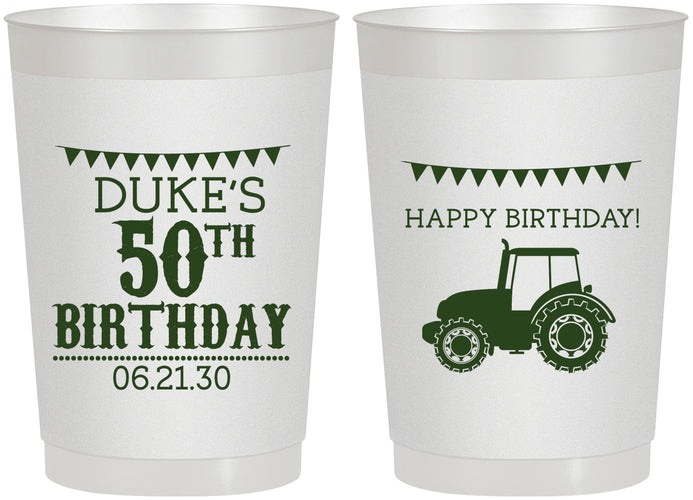 Personalized Birthday 22 oz Frosted Cups - 50th Tractor | 20005