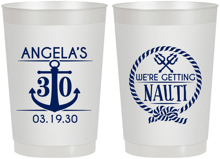 Personalized Birthday 22 oz Frosted Cups - 30th Nautical | 20010