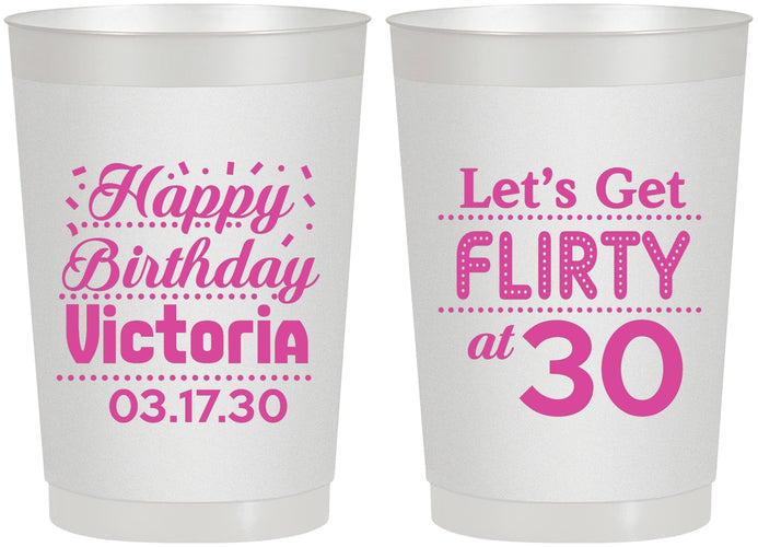Personalized Birthday 22 oz Frosted Cups - Flirty At 30 | 20015
