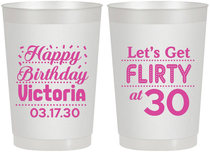 Personalized Birthday 22 oz Frosted Cups - Flirty At 30 | 20015