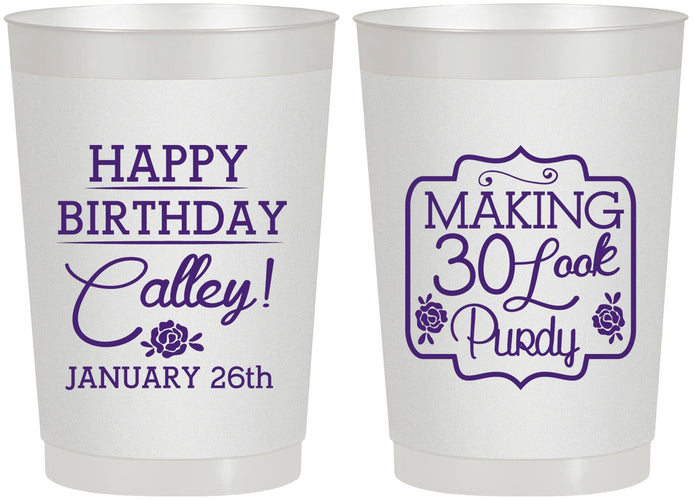 Personalized Birthday 22 oz Frosted Cups - 30 Look Purdy | 20022