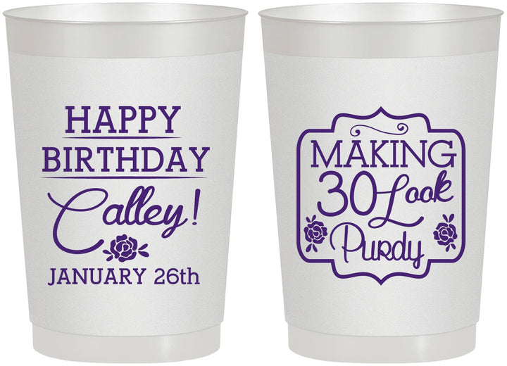 Personalized Birthday 22 oz Frosted Cups - 30 Look Purdy | 20022