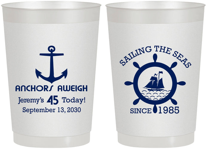 Personalized Birthday 22 oz Frosted Cups - 45th Nautical | 20023