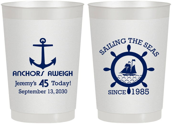 Personalized Birthday 22 oz Frosted Cups - 45th Nautical | 20023