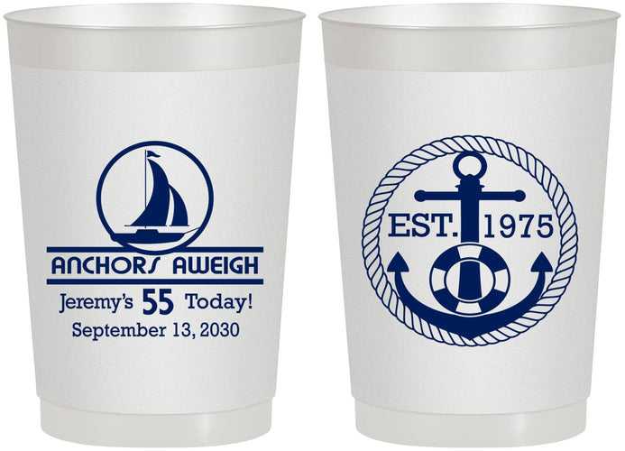 Personalized Birthday 22 oz Frosted Cups - 55th Nautical | 20025