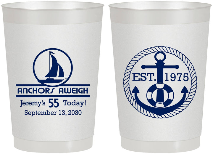 Personalized Birthday 22 oz Frosted Cups - 55th Nautical | 20025