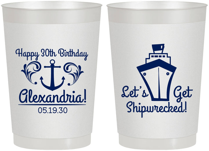Personalized Birthday 22 oz Frosted Cups - 30th Shipwrecked | 20026