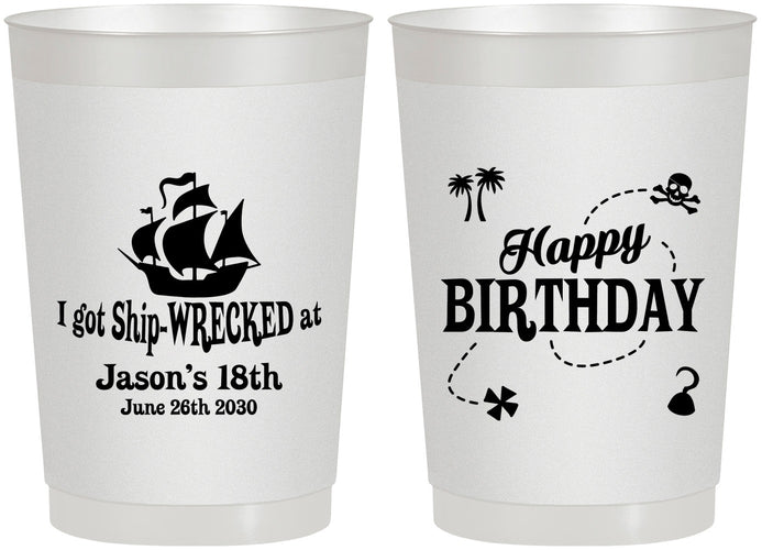 Personalized Birthday 22 oz Frosted Cups - 18th Shipwrecked | 20028