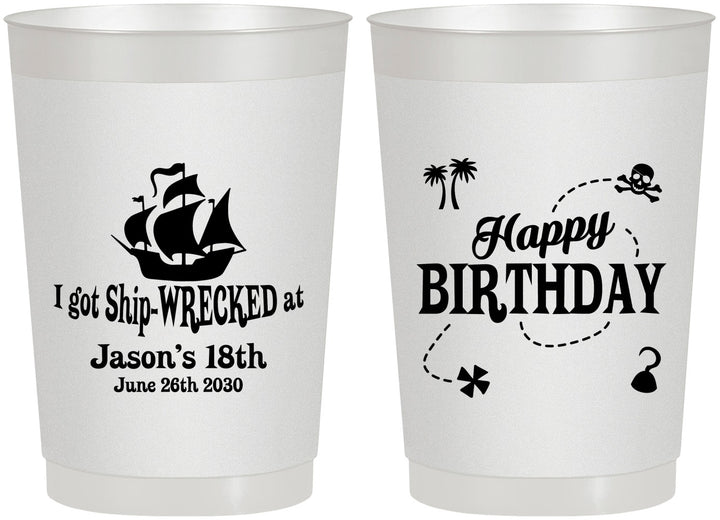 Personalized Birthday 22 oz Frosted Cups - 18th Shipwrecked | 20028