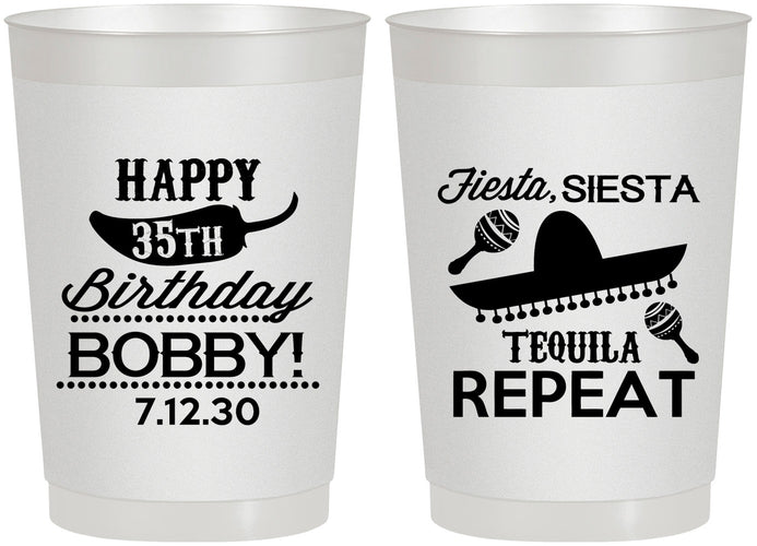 Personalized Birthday 22 oz Frosted Cups - 35th Fiesta Siesta Tequila | 20031