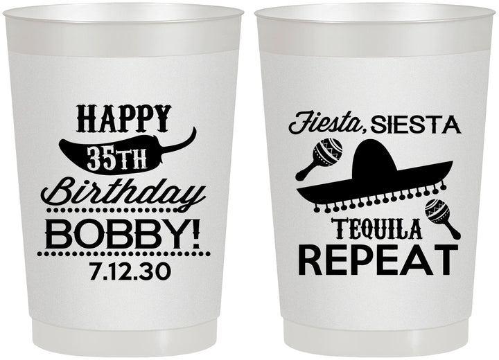 Personalized Birthday 22 oz Frosted Cups - 35th Fiesta Siesta Tequila | 20031