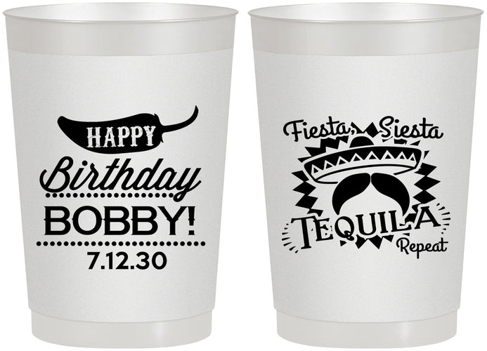 Personalized Birthday 22 oz Frosted Cups - Fiesta Siesta Tequila | 20032